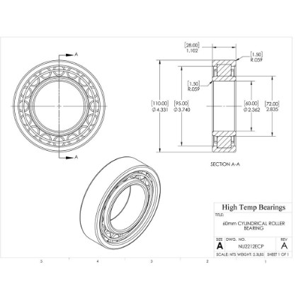 Picture of 60mm Cylindrical Roller Bearing NU2212ECP