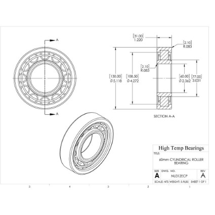Picture of 60mm Cylindrical Roller Bearing NU312ECP