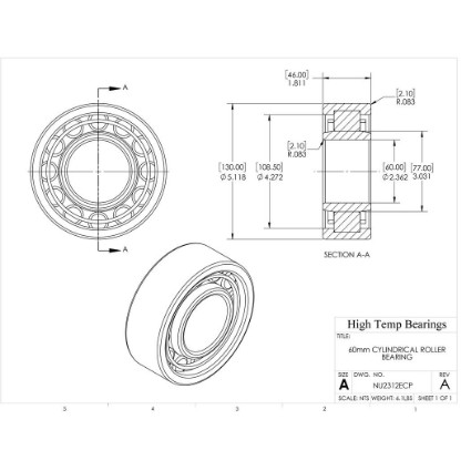 Picture of 60mm Cylindrical Roller Bearing NU2312ECP