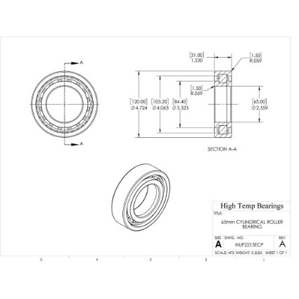 Picture of 65mm Cylindrical Roller Bearing NUP2213ECP