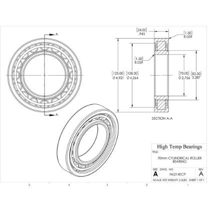 Picture of 70mm Cylindrical Roller Bearing NU214ECP