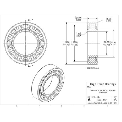 Picture of 70mm Cylindrical Roller Bearing NU2214ECP