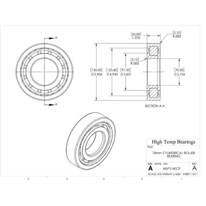 Picture of 70mm Cylindrical Roller Bearing NUP314ECP