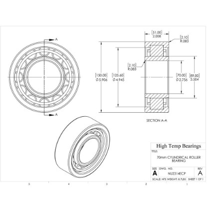 Picture of 70mm Cylindrical Roller Bearing NU2314ECP