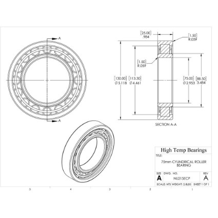 Picture of 75mm Cylindrical Roller Bearing NU215ECP