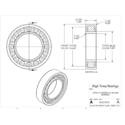 Picture of 75mm Cylindrical Roller Bearing NU2215ECP