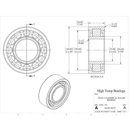 Picture of 75mm Cylindrical Roller Bearing NU2315ECP