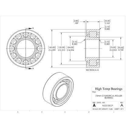 Picture of 75mm Cylindrical Roller Bearing NJ2315ECP