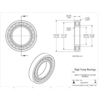 Picture of 80mm Cylindrical Roller Bearing NU216ECP