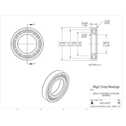Picture of 80mm Cylindrical Roller Bearing NUP216ECP