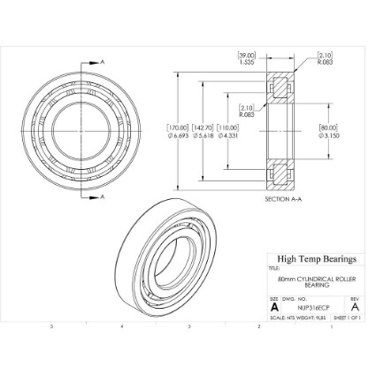 Picture of 80mm Cylindrical Roller Bearing NUP316ECP