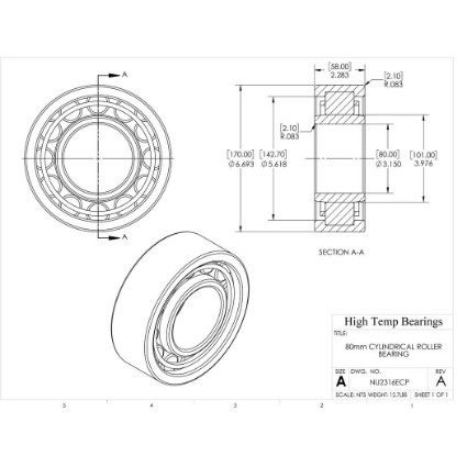 Picture of 80mm Cylindrical Roller Bearing NU2316ECP