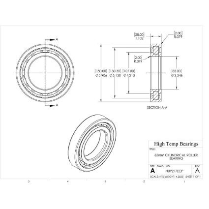 Picture of 85mm Cylindrical Roller Bearing NUP217ECP
