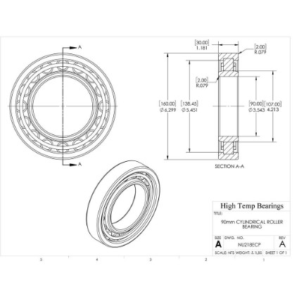 Picture of 90mm Cylindrical Roller Bearing NU218ECP