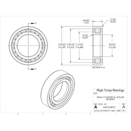 Picture of 90mm Cylindrical Roller Bearing NUP2218ECP