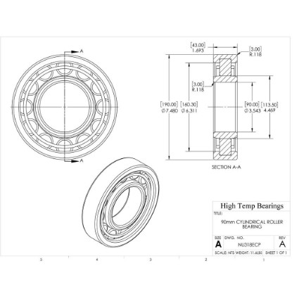 Picture of 90mm Cylindrical Roller Bearing NU318ECP