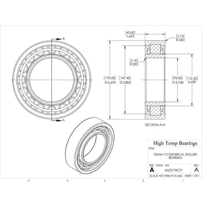 Picture of 95mm Cylindrical Roller Bearing NU2219ECP