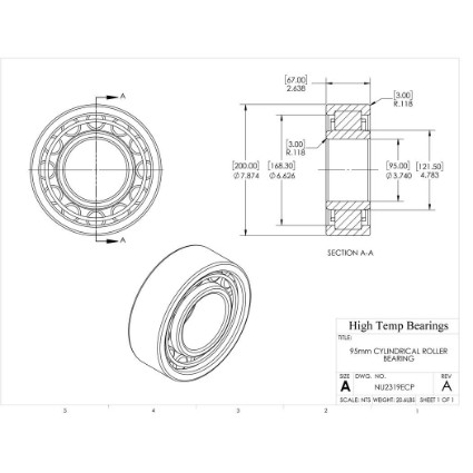 Picture of 95mm Cylindrical Roller Bearing NU2319ECP