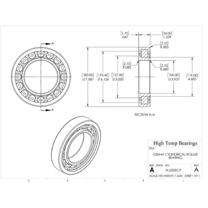 Picture of 100mm Cylindrical Roller Bearing NJ220ECP