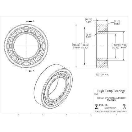 Picture of 100mm Cylindrical Roller Bearing NU2220ECP