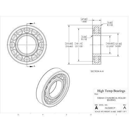 Picture of 100mm Cylindrical Roller Bearing NU320ECP