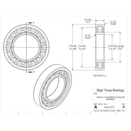 Picture of 105mm Cylindrical Roller Bearing NU221ECP