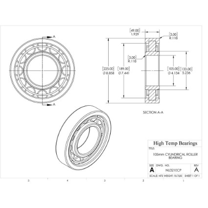 Picture of 105mm Cylindrical Roller Bearing NU321ECP