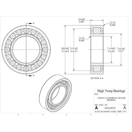 Picture of 110mm Cylindrical Roller Bearing NU2222ECP