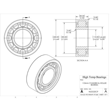 Picture of 110mm Cylindrical Roller Bearing NU2322ECP