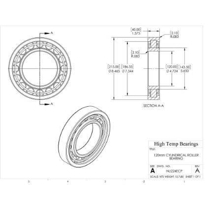 Picture of 120mm Cylindrical Roller Bearing NU224ECP