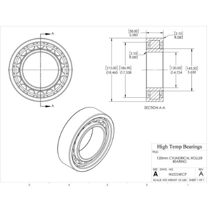 Picture of 120mm Cylindrical Roller Bearing NU2224ECP