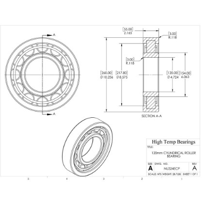 Picture of 120mm Cylindrical Roller Bearing NU324ECP