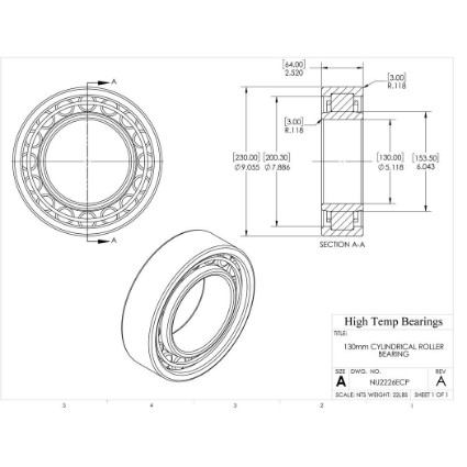 Picture of 130mm Cylindrical Roller Bearing NU2226ECP