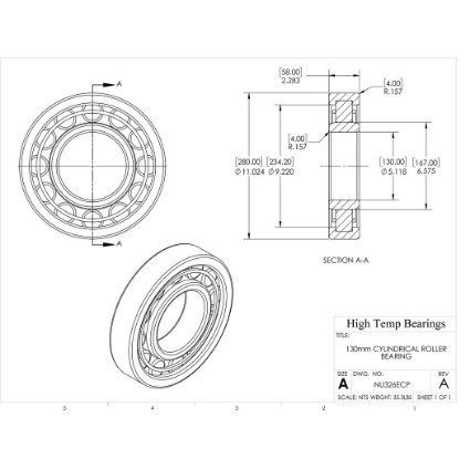 Picture of 130mm Cylindrical Roller Bearing NU326ECP