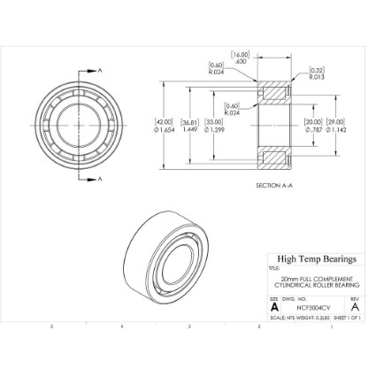 Picture of 20mm Full Complement Cylindrical Roller Bearing
