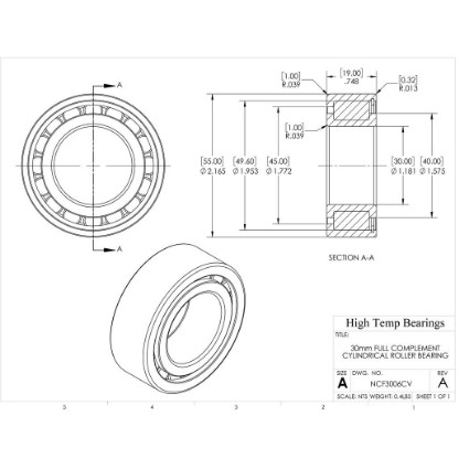 Picture of 30mm Full Complement Cylindrical Roller Bearing