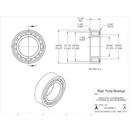 Picture of 40mm Full Complement Cylindrical Roller Bearing