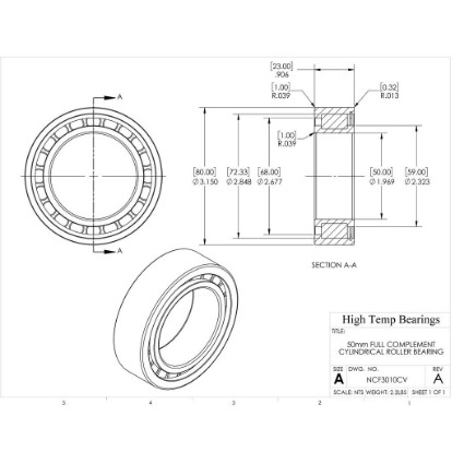 Picture of 50mm Full Complement Cylindrical Roller Bearing
