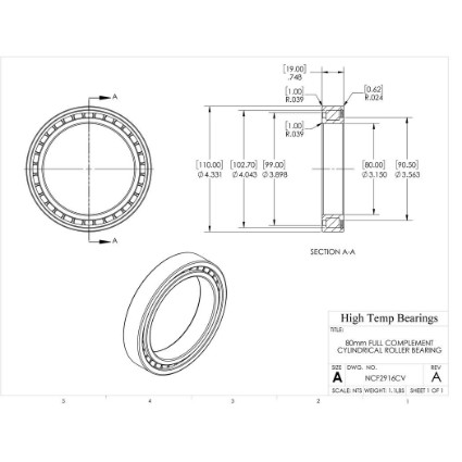 Picture of 80mm Full Complement Cylindrical Roller Bearing