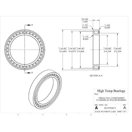 Picture of 120mm Full Complement Cylindrical Roller Bearing