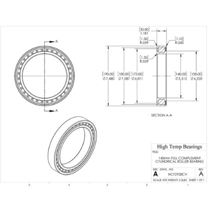 Picture of 140mm Full Complement Cylindrical Roller Bearing