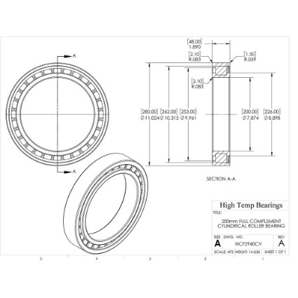 Picture of 200mm Full Complement Cylindrical Roller Bearing