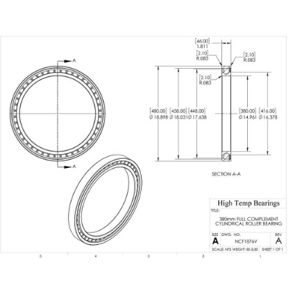Picture of 380mm Full Complement Cylindrical Roller Bearing