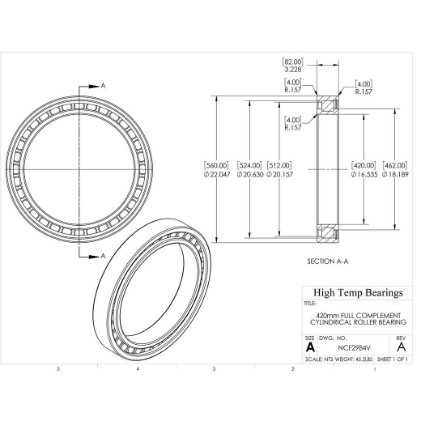 Picture of 420mm Full Complement Cylindrical Roller Bearing NCF2984V