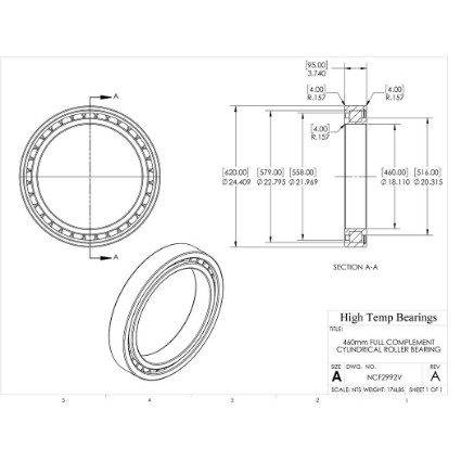 Picture of 460mm Full Complement Cylindrical Roller Bearing