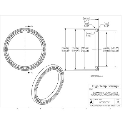 Picture of 630mm Full Complement Cylindrical Roller Bearing