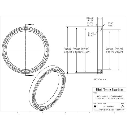 Picture of 800mm Full Complement Cylindrical Roller Bearing