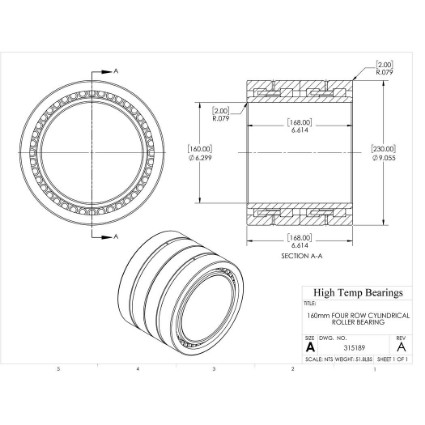 Picture of 160mm Four Row Cylindrical Roller Bearing 315189