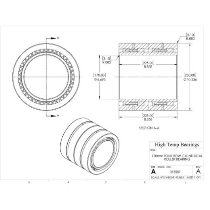 Picture of 170mm Four Row Cylindrical Roller Bearing 313587