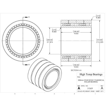 Picture of 200mm Four Row Cylindrical Roller Bearing 313639
